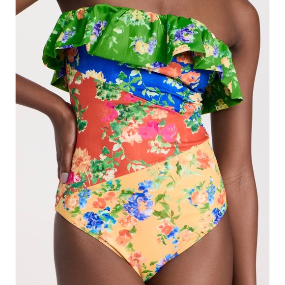 💐 Caroline Constas, Radiant Floral Colorblock Marisol One Piece Swimsuit - Picture 7 of 16